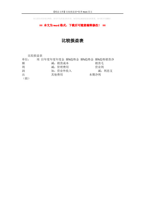 【精品文档】比较损益表-优秀word范文 (1页)