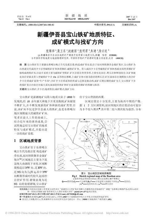 新疆伊吾县宝山铁矿地质特征_成矿模式与找矿方向