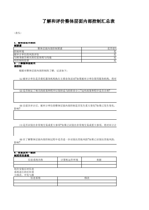 (BB-1-0)204-1了解和评价整体层面内部控制汇总表