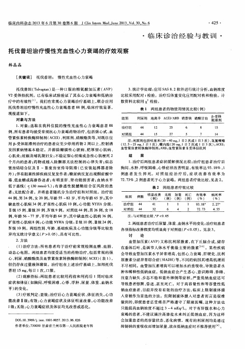 托伐普坦治疗慢性充血性心力衰竭的疗效观察