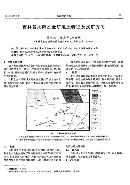 吉林省大阳岔金矿地质特征及找矿方向