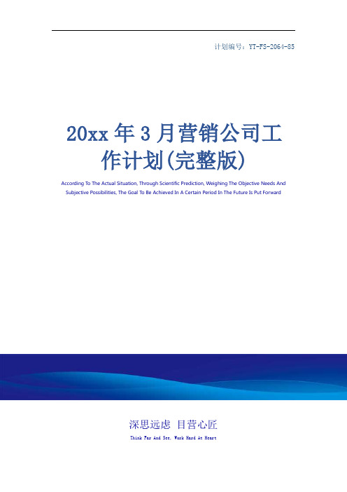 20xx年3月营销公司工作计划(完整版)