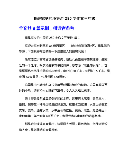 我是家乡的小导游250字作文三年级