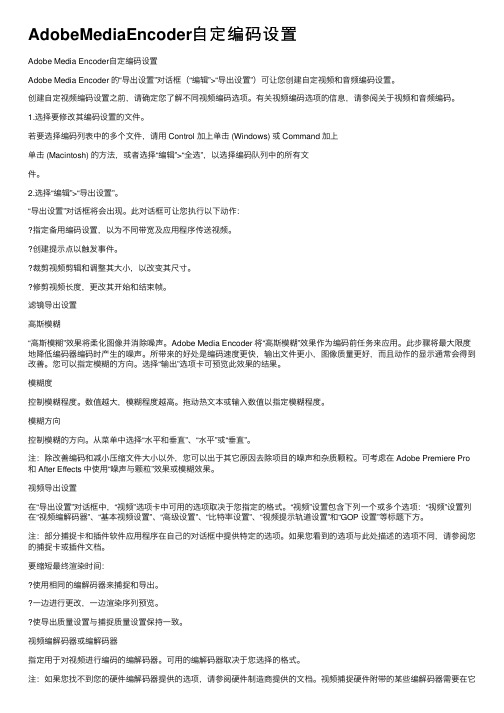 AdobeMediaEncoder自定编码设置