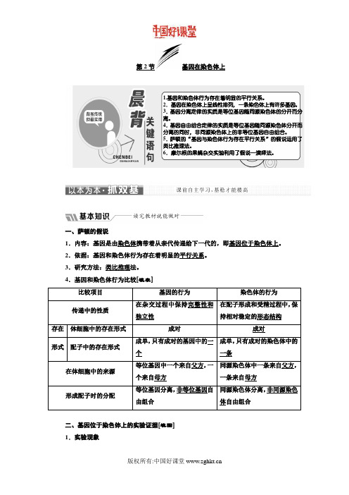 2016新课标三维人教生物必修2   第二章  第2节  基因在染色体上