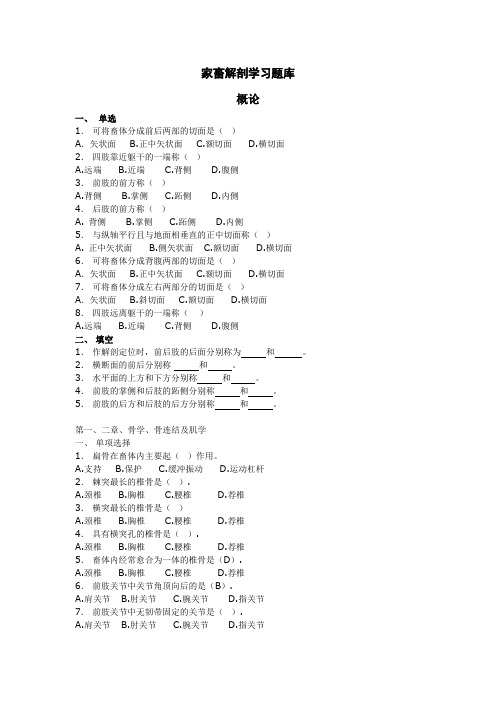 家畜解剖学习题库汇总