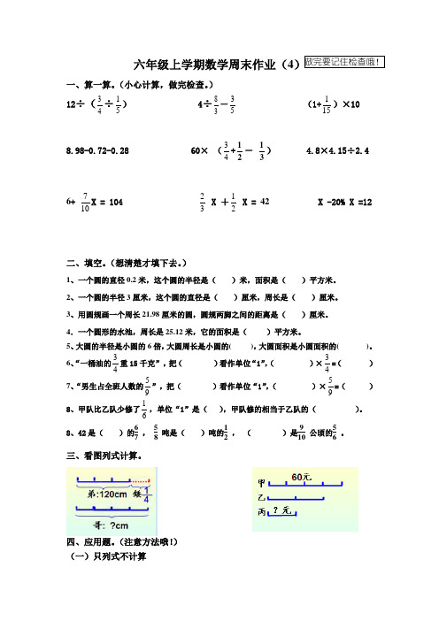 六年级数学周周末作业(4)