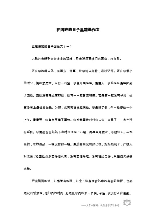 在困难的日子里精选作文