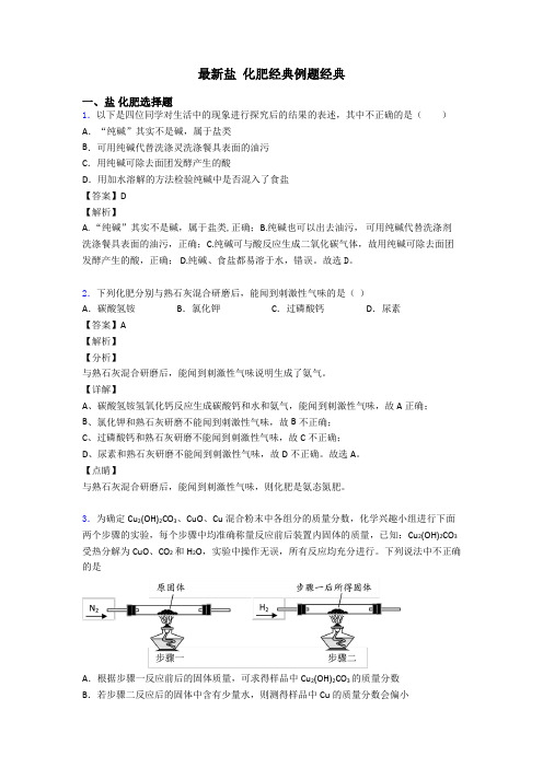 最新盐 化肥经典例题经典