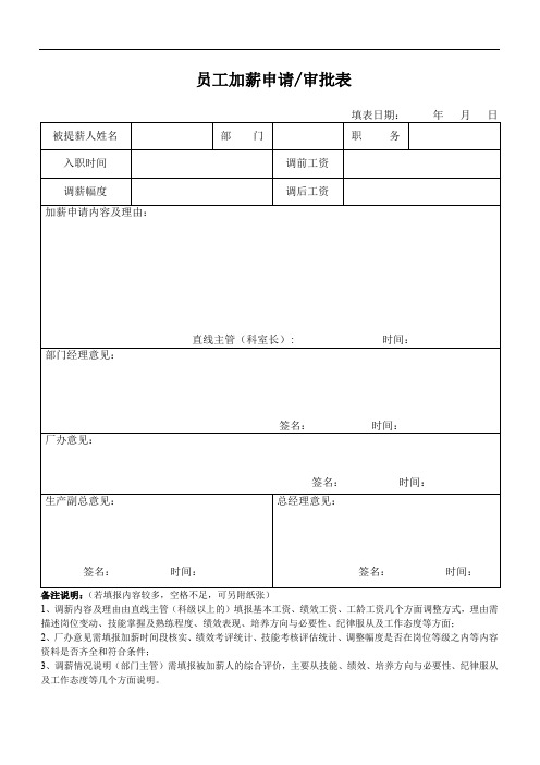 员工加薪申请审批表(个人)