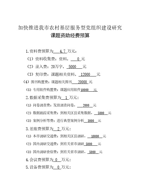 2014 年度天津市社会科学界联合会课题立项经费预算