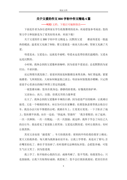 关于父爱的作文800字初中作文精选4篇