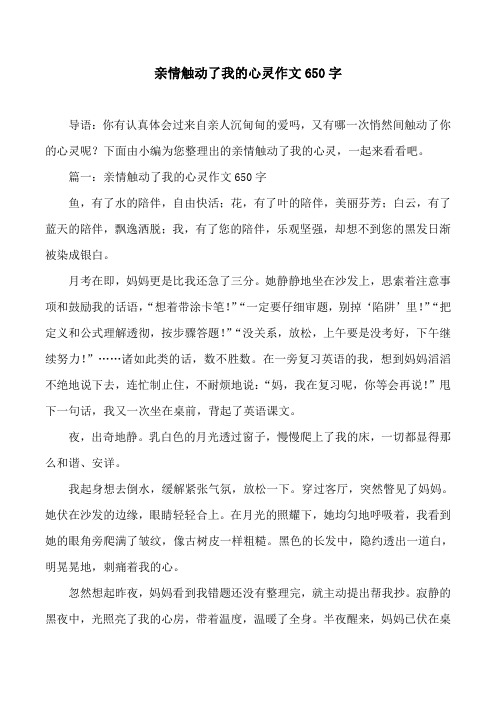 亲情触动了我的心灵作文650字