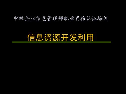 中级企业信息管理师信息资源开发与利用课件