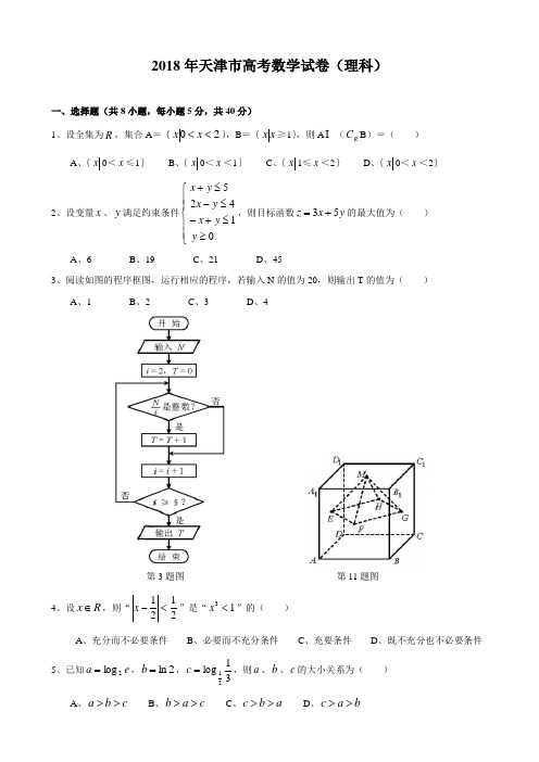 2018年天津市高考数学试卷(理科)