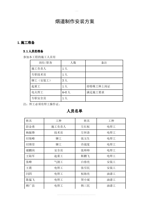 烟道制作安装方案