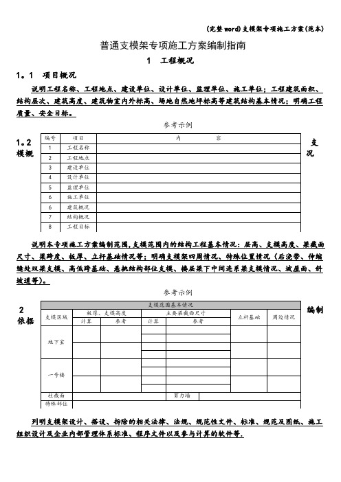 (完整word)支模架专项施工方案(范本)