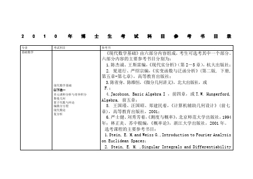 浙大博士生考试科目参考书目录