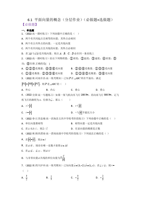 平面向量的概念(必做题+选做题)高一数学同步备课系列(人教A版2019必修第二册)(原卷版)