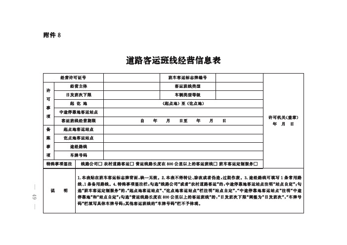 道路客运班线经营信息表、实名制有效身份证件类别2020、