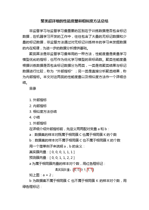 聚类超详细的性能度量和相似度方法总结