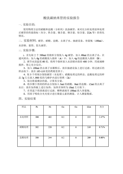 酸洗实验报告