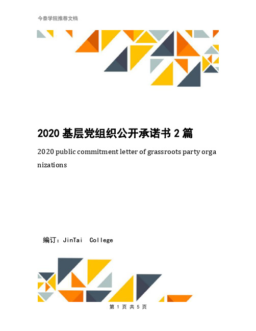 2020基层党组织公开承诺书2篇