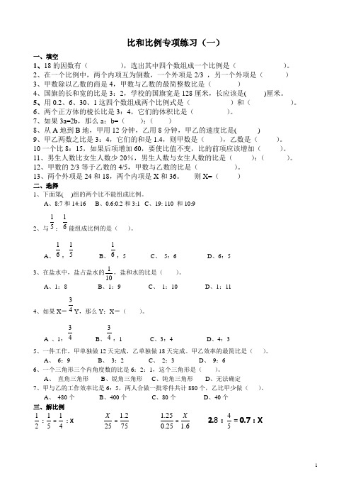 比和比例专项练习