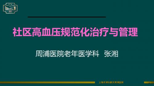 张湘--高血压的规范化治疗与管理