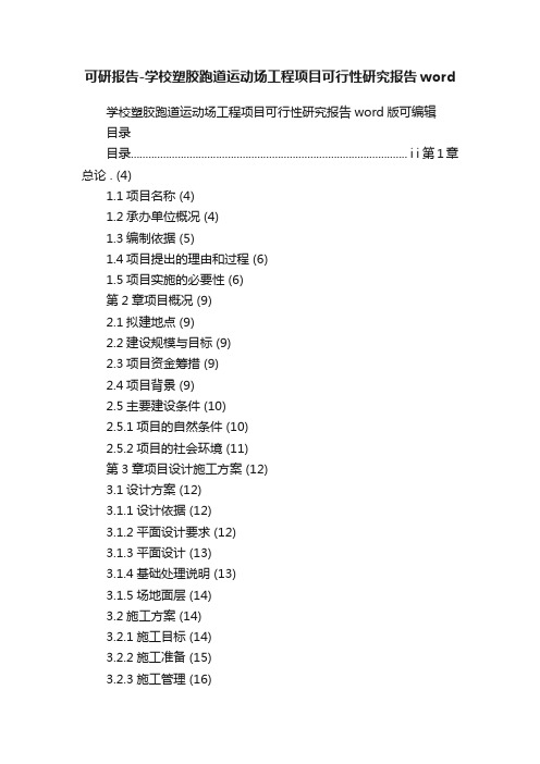 可研报告-学校塑胶跑道运动场工程项目可行性研究报告word