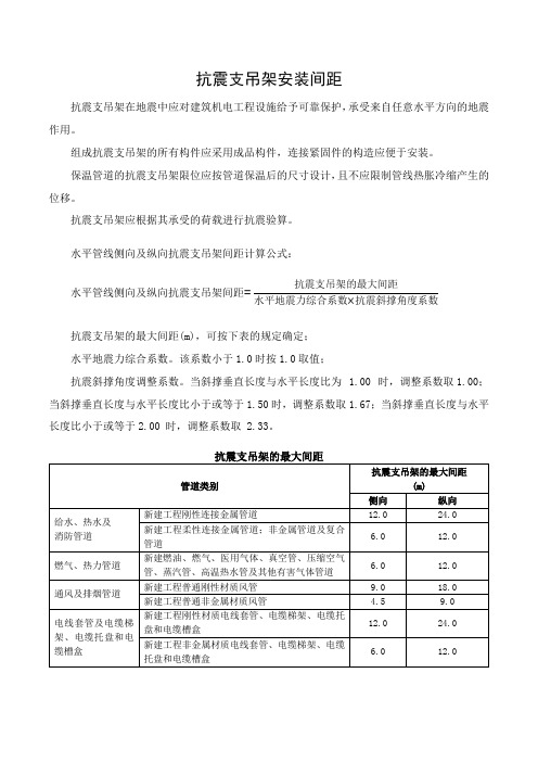 抗震支吊架安装间距