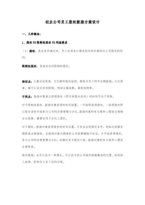 创业公司如何做员工股权激励方案