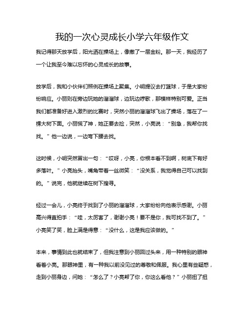 我的一次心灵成长小学六年级作文