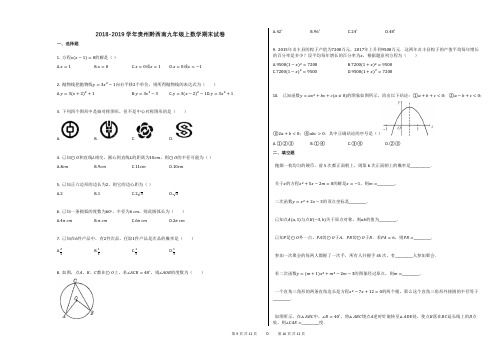 2018-2019学年贵州黔西南九年级上数学期末试卷