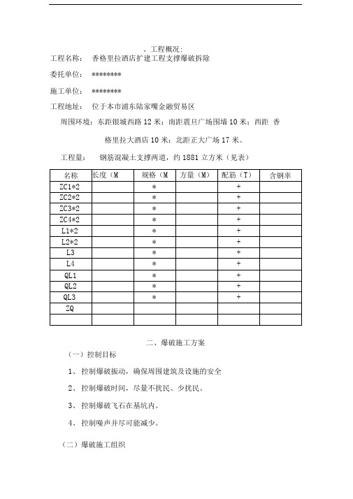 香格里拉酒店扩建工程支撑爆破拆除施工组织设计