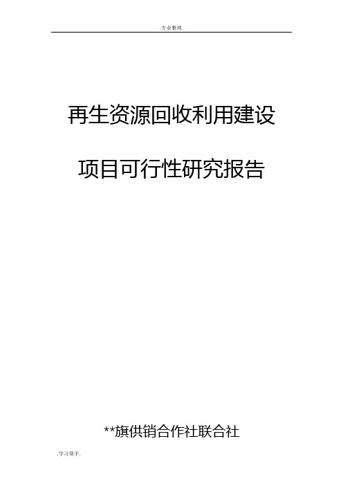 再生资源回收利用建设项目可行性实施计划书