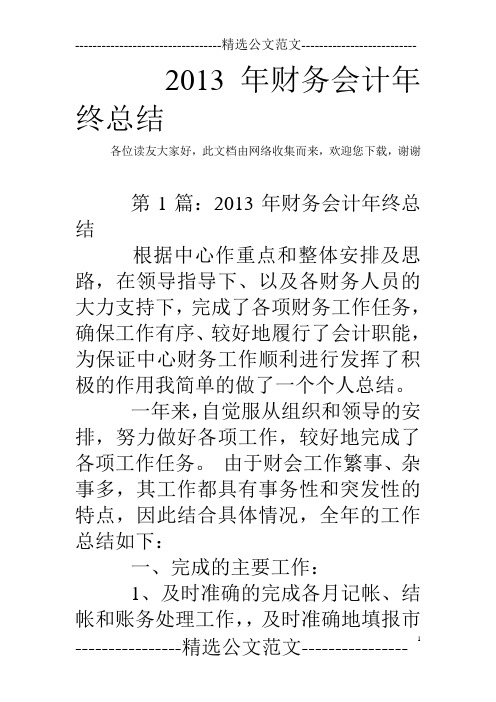 2013年财务会计年终总结