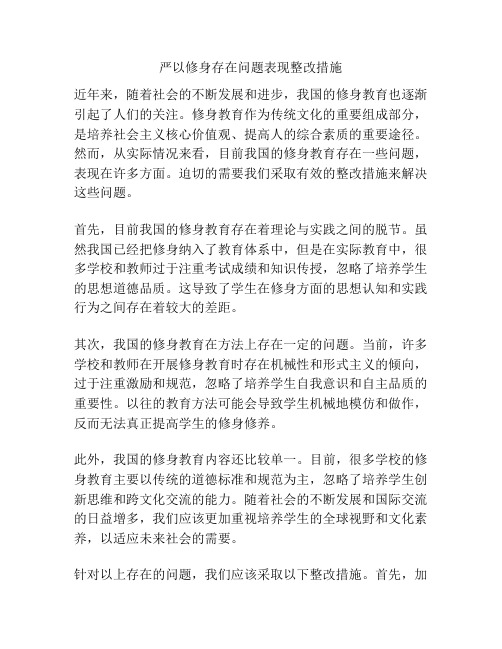 严以修身存在问题表现整改措施