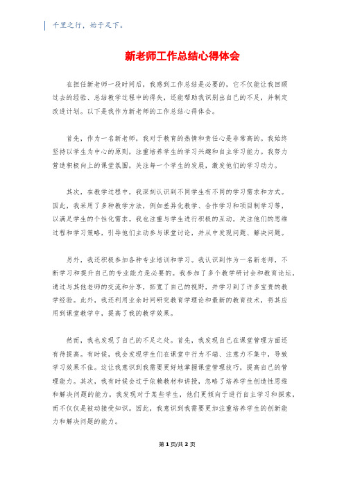 新老师工作总结心得体会