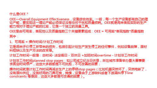 全面生产维护中OEE全局设备效率或设备综合效率介绍