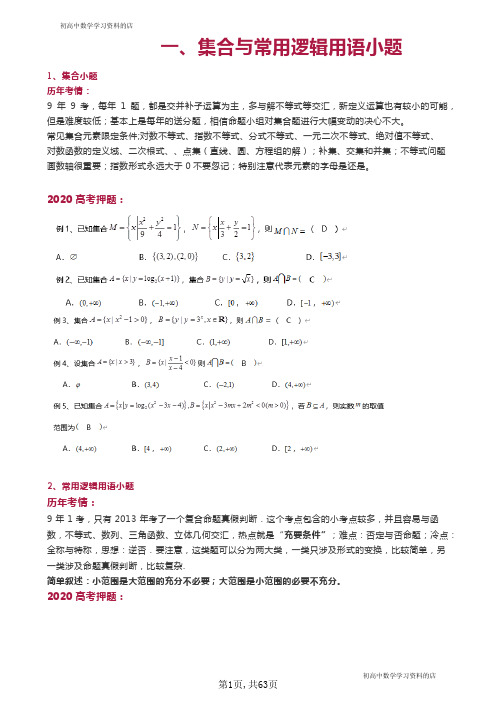 2020届高考数学考题分析与预测