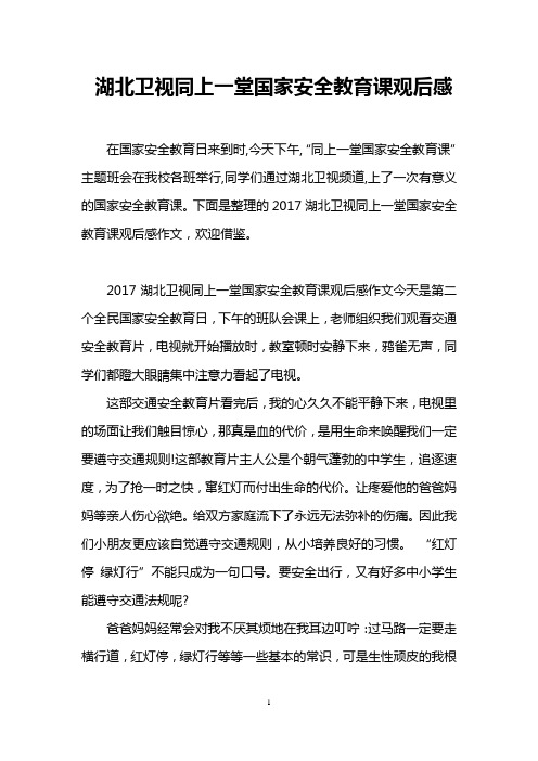 湖北卫视同上一堂国家安全教育课观后感