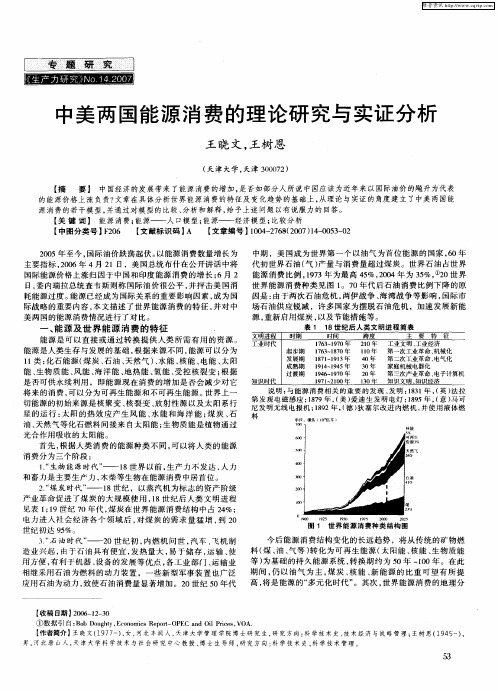 中美两国能源消费的理论研究与实证分析