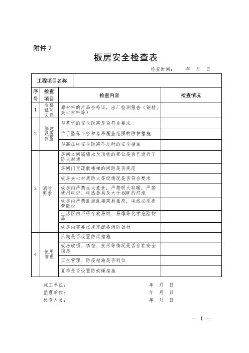 板房安全检查表