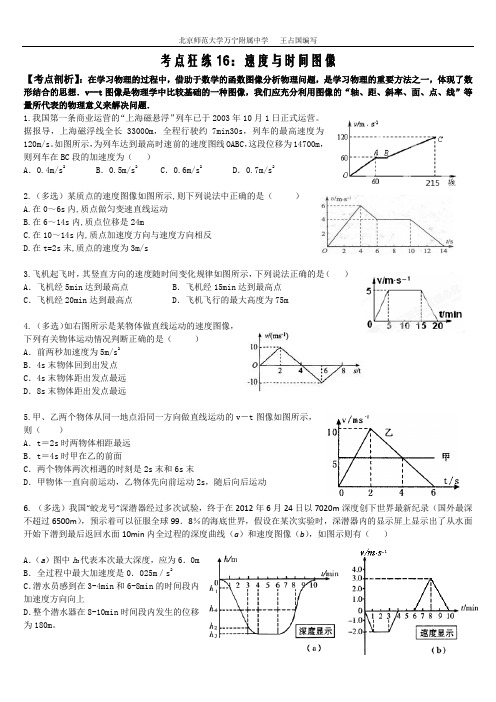 考点狂练16：速度与时间图像