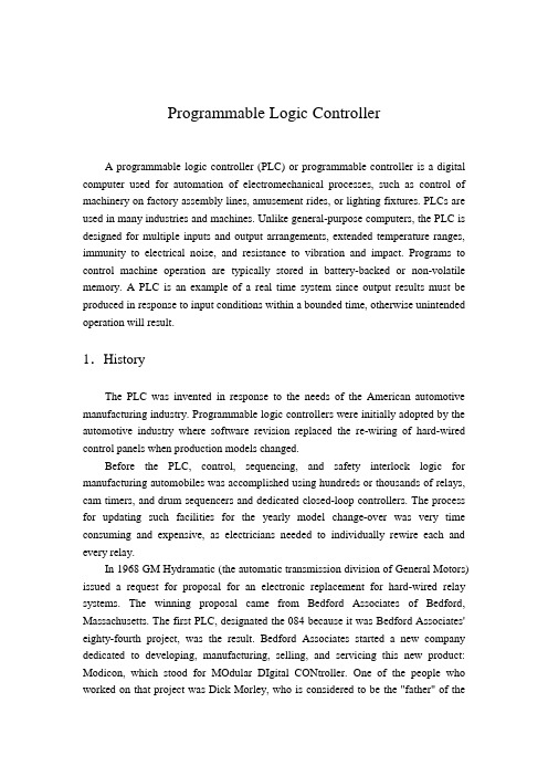 可编程控制器英文文献及其翻译