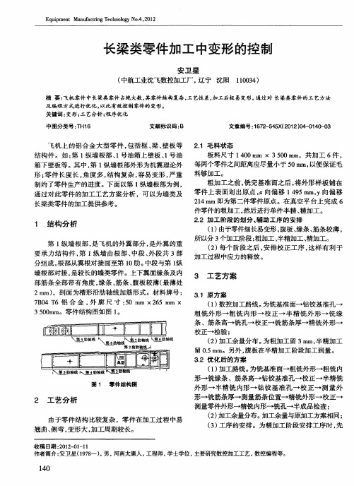 长梁类零件加工中变形的控制