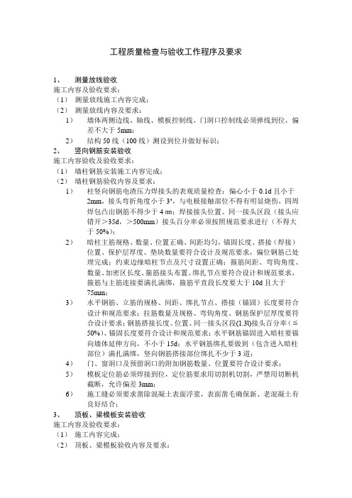 工程质量检查与验收工作程序及要求