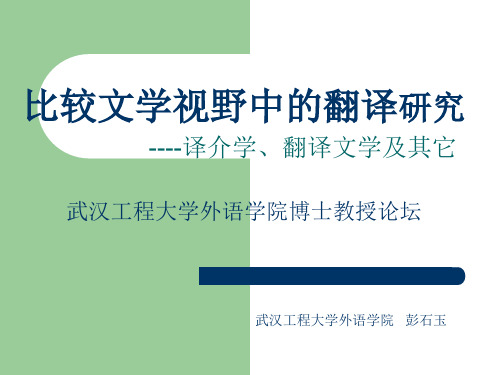 4.4 比较文学视野中的翻译研究(外语学院博教论坛)