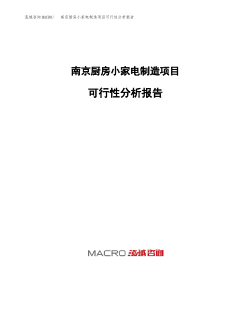 南京厨房小家电制造项目可行性分析报告